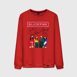 Свитшот хлопковый мужской Blackpink Lisa Jisoo Jennie Rose, цвет: красный