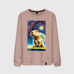 Мужской свитшот Capybara brave astronaut - neural network