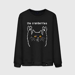 Свитшот хлопковый мужской The Cranberries rock cat, цвет: черный