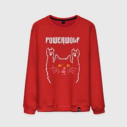 Свитшот хлопковый мужской Powerwolf rock cat, цвет: красный