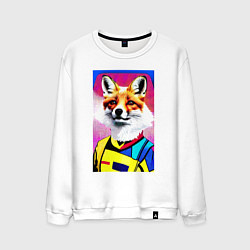 Свитшот хлопковый мужской Fox - pop art - fashionista, цвет: белый