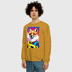 Свитшот хлопковый мужской Fox - pop art - fashionista, цвет: горчичный — фото 2