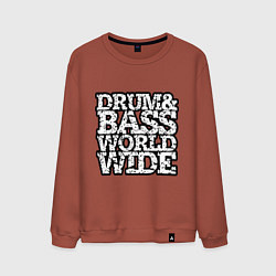 Свитшот хлопковый мужской Drum and bass world wide, цвет: кирпичный