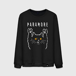 Свитшот хлопковый мужской Paramore rock cat, цвет: черный