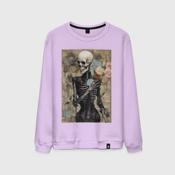 Свитшот хлопковый мужской Девушка скелет в цветах, цвет: лаванда