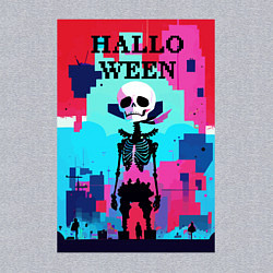 Свитшот хлопковый мужской Funny skeleton - pop art - pixels halloween, цвет: меланж — фото 2