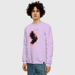 Свитшот хлопковый мужской Орел парящая птица абстракция, цвет: лаванда — фото 2