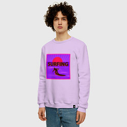 Свитшот хлопковый мужской Сёрфинг в стиле киберпанк, цвет: лаванда — фото 2