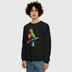 Свитшот хлопковый мужской Попугай какаду, цвет: черный — фото 2