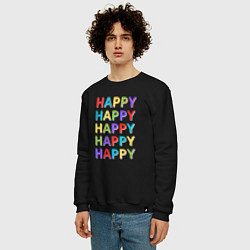 Свитшот хлопковый мужской Разноцветное счастье, цвет: черный — фото 2