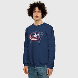 Свитшот хлопковый мужской Columbus blue jackets - hockey team - emblem, цвет: тёмно-синий — фото 2