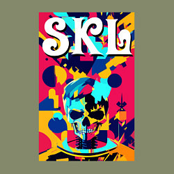 Свитшот хлопковый мужской Funny skull - pop art - neural network, цвет: авокадо — фото 2