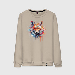 Свитшот хлопковый мужской Граффити с лисой, цвет: миндальный