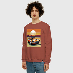 Свитшот хлопковый мужской Авто Ягуар, цвет: кирпичный — фото 2