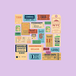 Свитшот хлопковый мужской Винтажные билеты, цвет: лаванда — фото 2