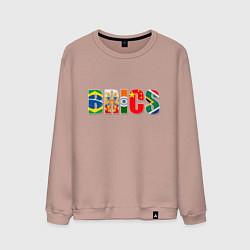Свитшот хлопковый мужской Надпись: BRICS, цвет: пыльно-розовый