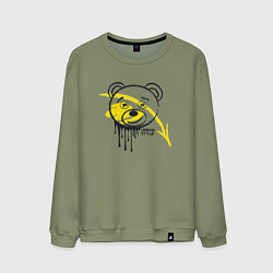 Свитшот хлопковый мужской Медведь в стиле urban, цвет: авокадо