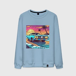 Свитшот хлопковый мужской Автомобиль Dodge в стиле retrowave, цвет: мягкое небо