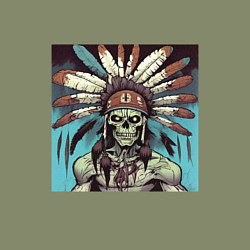 Свитшот хлопковый мужской Индеец зомби с перьями на голове, цвет: авокадо — фото 2