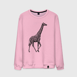 Свитшот хлопковый мужской Жираф гуляет, цвет: светло-розовый