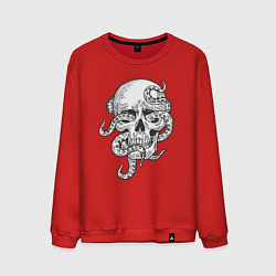 Свитшот хлопковый мужской Skull octopus, цвет: красный