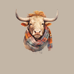 Свитшот хлопковый мужской Бык в шарфе осень, цвет: миндальный — фото 2