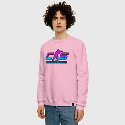 Свитшот хлопковый мужской КС 2 лого неон, цвет: светло-розовый — фото 2