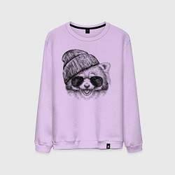 Свитшот хлопковый мужской Красная панда в очках, цвет: лаванда