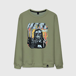 Свитшот хлопковый мужской Терминатор - metal face, цвет: авокадо