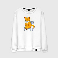 Свитшот хлопковый мужской Лиса из мема, цвет: белый