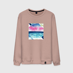 Свитшот хлопковый мужской Абстрактное море закат рассвет, цвет: пыльно-розовый
