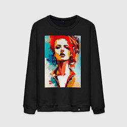 Свитшот хлопковый мужской МоМо - женщина с рыжими волосами, цвет: черный
