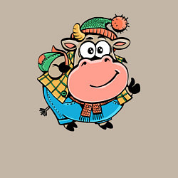 Свитшот хлопковый мужской Милая корова, цвет: миндальный — фото 2