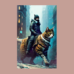 Свитшот хлопковый мужской Всадник на коте - фантазия - киберпанк, цвет: пыльно-розовый — фото 2