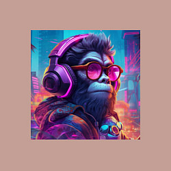 Свитшот хлопковый мужской Обезьяна в наушниках и очках, цвет: пыльно-розовый — фото 2