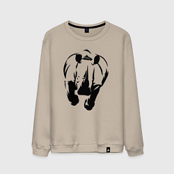 Свитшот хлопковый мужской Носорог атакует, цвет: миндальный