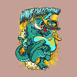 Свитшот хлопковый мужской Монстр на пляже, цвет: пыльно-розовый — фото 2