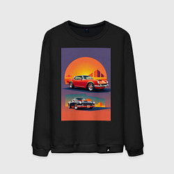 Свитшот хлопковый мужской Ретро спорт кар, цвет: черный