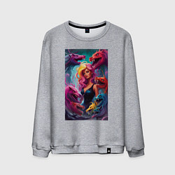 Свитшот хлопковый мужской Ведьма среди оборотней - нейросеть, цвет: меланж