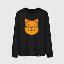Свитшот хлопковый мужской Оранжевый котик счастлив, цвет: черный