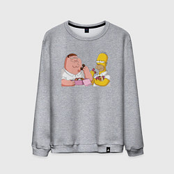 Свитшот хлопковый мужской Питер и Гомер едят пончики, цвет: меланж