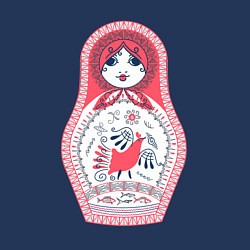 Свитшот хлопковый мужской Матрешка красно черная с птицей петух, цвет: тёмно-синий — фото 2