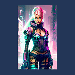 Свитшот хлопковый мужской Cool Barbie - cyberpunk - ai art, цвет: тёмно-синий — фото 2