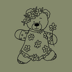 Свитшот хлопковый мужской Мишка с ромашками - раскраска, цвет: авокадо — фото 2