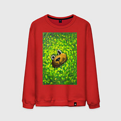 Свитшот хлопковый мужской Мишка в яркой зелени, цвет: красный