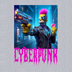 Свитшот хлопковый мужской Homer Simpson with a gun and a donut - cyberpunk -, цвет: меланж — фото 2