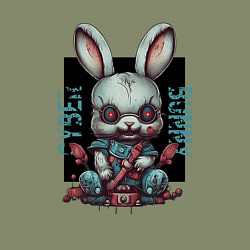 Свитшот хлопковый мужской Киберпанк зайчик, цвет: авокадо — фото 2