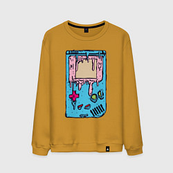 Свитшот хлопковый мужской Gameboy психоделика, цвет: горчичный