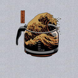 Свитшот хлопковый мужской Большая волна в Канагаве в чайнике с кофе, цвет: меланж — фото 2