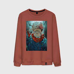 Свитшот хлопковый мужской Крутой Суккуна, цвет: кирпичный